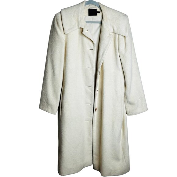 Stunning Womens 16White Alpaca Wool Blend Coat Ivory White Luxury Old Money - Picture 3 of 12